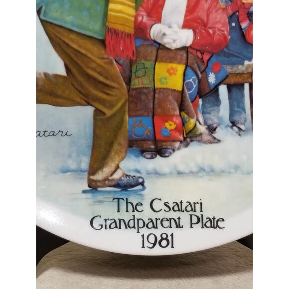 The Skating Lesson Grandparent Plate 1981 Plates Fine China Joseph Csatari Vtg - Picture 5 of 7